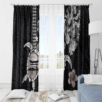 Hawaiian and Japanese Together Window Curtain Japanese Culture and Turtle Kakau Tattoo Black Color LT03 - Polynesian Pride
