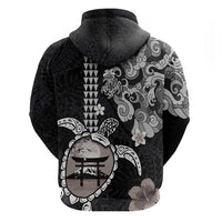 Hawaiian and Japanese Together Zip Hoodie Japanese Culture and Turtle Kakau Tattoo Black Color LT03 - Polynesian Pride