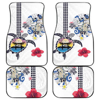 Hawaiian and Japanese Together Car Mats Japanese Culture and Turtle Kakau Tattoo White Color LT03 - Polynesian Pride