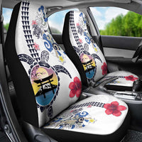 Hawaiian and Japanese Together Car Seat Cover Japanese Culture and Turtle Kakau Tattoo White Color LT03 - Polynesian Pride