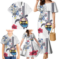 Hawaiian and Japanese Together Family Matching Mermaid Dress and Hawaiian Shirt Japanese Culture and Turtle Kakau Tattoo White Color LT03 - Polynesian Pride