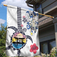 Hawaiian and Japanese Together Garden Flag Japanese Culture and Turtle Kakau Tattoo White Color LT03 - Polynesian Pride