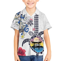 Hawaiian and Japanese Together Kid Hawaiian Shirt Japanese Culture and Turtle Kakau Tattoo White Color LT03 Kid White - Polynesian Pride