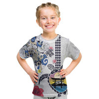 Hawaiian and Japanese Together Kid T Shirt Japanese Culture and Turtle Kakau Tattoo White Color LT03 White - Polynesian Pride