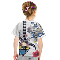 Hawaiian and Japanese Together Kid T Shirt Japanese Culture and Turtle Kakau Tattoo White Color LT03 - Polynesian Pride