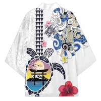 Hawaiian and Japanese Together Kimono Japanese Culture and Turtle Kakau Tattoo White Color LT03 - Polynesian Pride