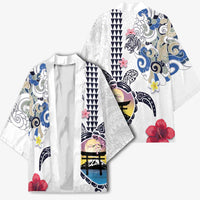 Hawaiian and Japanese Together Kimono Japanese Culture and Turtle Kakau Tattoo White Color LT03 - Polynesian Pride