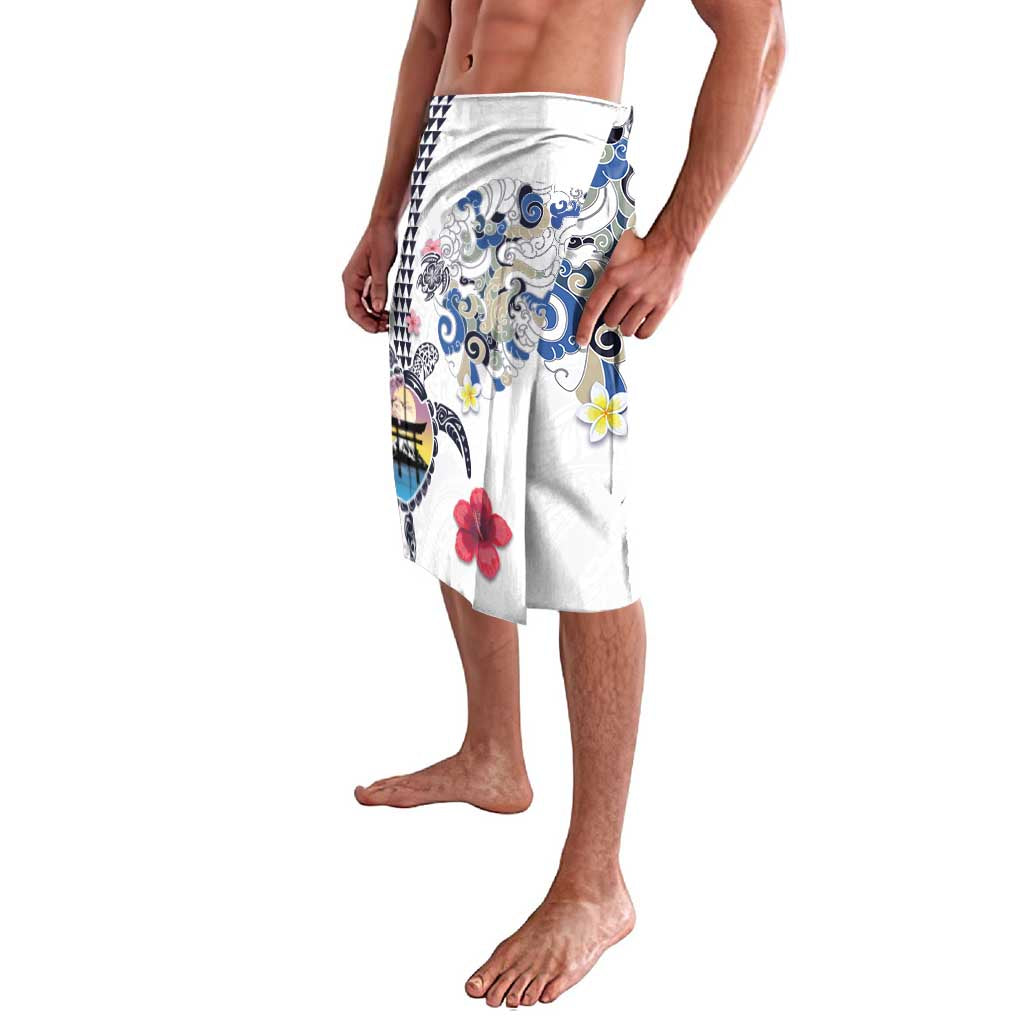 Hawaiian and Japanese Together Lavalava Japanese Culture and Turtle Kakau Tattoo White Color LT03 - Polynesian Pride