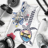 Hawaiian and Japanese Together Men Tank Top Japanese Culture and Turtle Kakau Tattoo White Color LT03 - Polynesian Pride