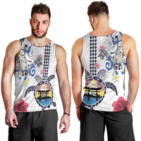 Hawaiian and Japanese Together Men Tank Top Japanese Culture and Turtle Kakau Tattoo White Color LT03 - Polynesian Pride