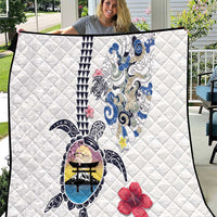 Hawaiian and Japanese Together Quilt Japanese Culture and Turtle Kakau Tattoo White Color LT03 White - Polynesian Pride