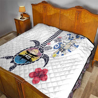 Hawaiian and Japanese Together Quilt Japanese Culture and Turtle Kakau Tattoo White Color LT03 - Polynesian Pride