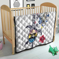 Hawaiian and Japanese Together Quilt Japanese Culture and Turtle Kakau Tattoo White Color LT03 - Polynesian Pride