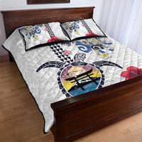 Hawaiian and Japanese Together Quilt Bed Set Japanese Culture and Turtle Kakau Tattoo White Color LT03 - Polynesian Pride