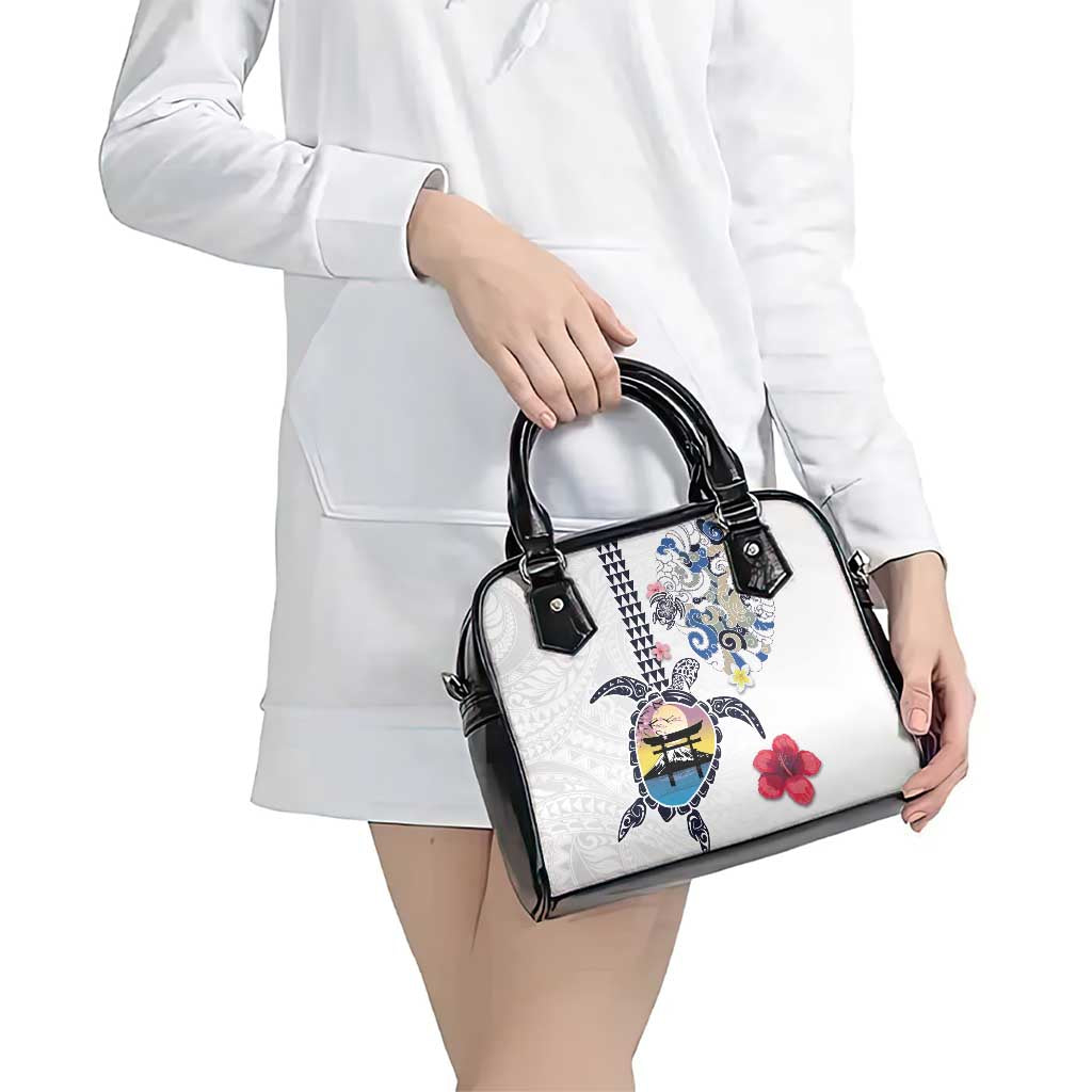 Hawaiian and Japanese Together Shoulder Handbag Japanese Culture and Turtle Kakau Tattoo White Color LT03 - Polynesian Pride