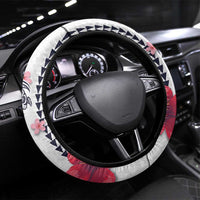Hawaiian and Japanese Together Steering Wheel Cover Japanese Culture and Turtle Kakau Tattoo White Color LT03 Universal Fit White - Polynesian Pride