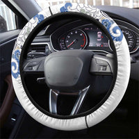 Hawaiian and Japanese Together Steering Wheel Cover Japanese Culture and Turtle Kakau Tattoo White Color LT03 - Polynesian Pride