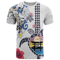 Hawaiian and Japanese Together T Shirt Japanese Culture and Turtle Kakau Tattoo White Color LT03 White - Polynesian Pride