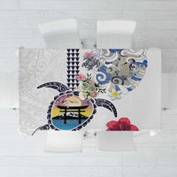 Hawaiian and Japanese Together Tablecloth Japanese Culture and Turtle Kakau Tattoo White Color LT03 White - Polynesian Pride