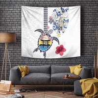 Hawaiian and Japanese Together Tapestry Japanese Culture and Turtle Kakau Tattoo White Color LT03 - Polynesian Pride