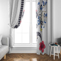 Hawaiian and Japanese Together Window Curtain Japanese Culture and Turtle Kakau Tattoo White Color LT03 - Polynesian Pride