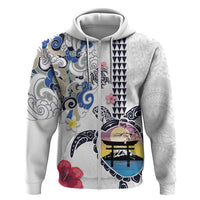 Hawaiian and Japanese Together Zip Hoodie Japanese Culture and Turtle Kakau Tattoo White Color LT03 Zip Hoodie White - Polynesian Pride