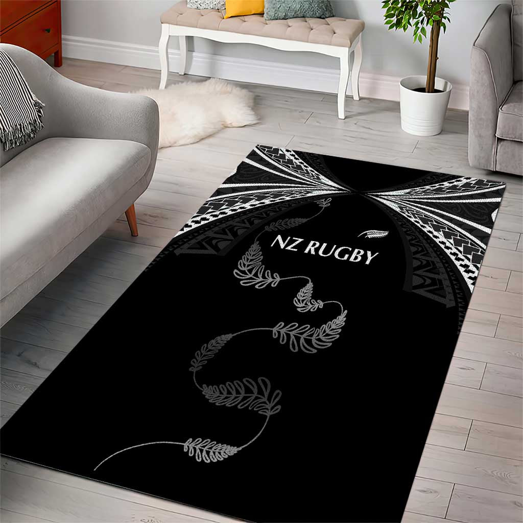 New Zealand Rugby Area Rug Aotearoa Armour Blacks Silver Ferns - Polynesian Pride