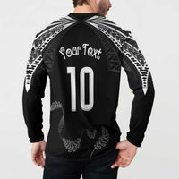New Zealand Rugby Custom Button Sweatshirt Aotearoa Armour Blacks Silver Ferns - Polynesian Pride