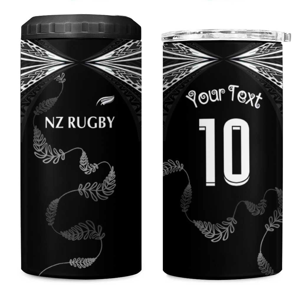 New Zealand Rugby Custom 4 in 1 Can Cooler Tumbler Aotearoa Armour Blacks Silver Ferns LT03 One Size: 16 oz Black - Polynesian Pride