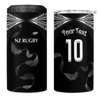 New Zealand Rugby Custom 4 in 1 Can Cooler Tumbler Aotearoa Armour Blacks Silver Ferns LT03 One Size: 16 oz Black - Polynesian Pride