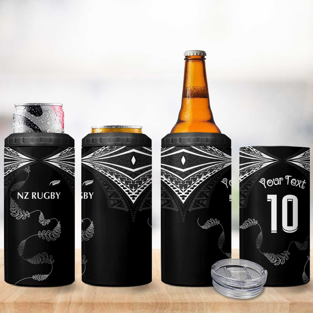 New Zealand Rugby Custom 4 in 1 Can Cooler Tumbler Aotearoa Armour Blacks Silver Ferns LT03 - Polynesian Pride
