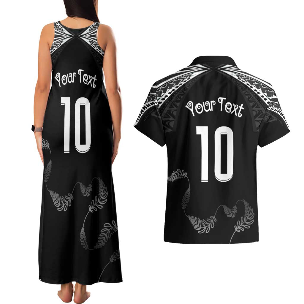 New Zealand Rugby Custom Couples Matching Tank Maxi Dress and Hawaiian Shirt Aotearoa Armour Blacks Silver Ferns LT03 - Polynesian Pride