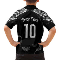New Zealand Rugby Custom Family Matching Long Sleeve Bodycon Dress and Hawaiian Shirt Aotearoa Armour Blacks Silver Ferns LT03 - Polynesian Pride