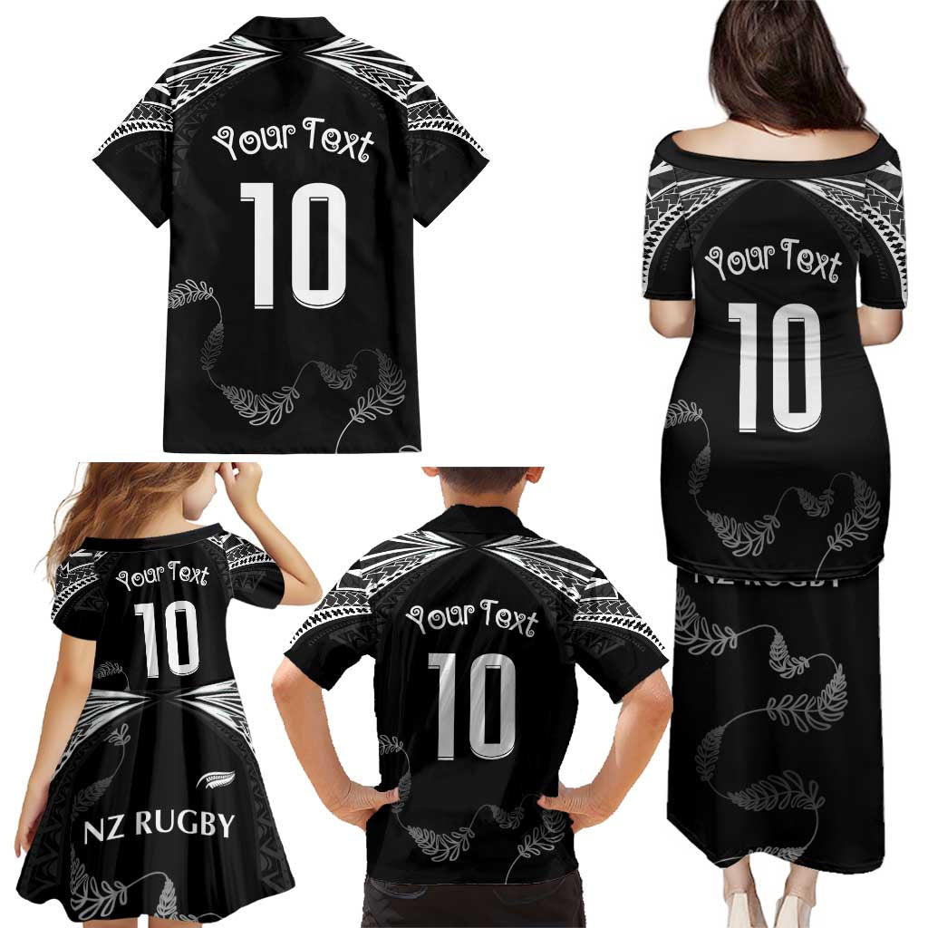 New Zealand Rugby Custom Family Matching Puletasi and Hawaiian Shirt Aotearoa Armour Blacks Silver Ferns LT03 - Polynesian Pride