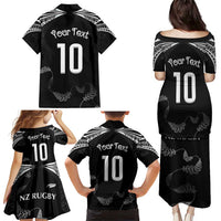 New Zealand Rugby Custom Family Matching Puletasi and Hawaiian Shirt Aotearoa Armour Blacks Silver Ferns LT03 - Polynesian Pride