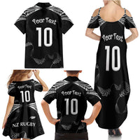 New Zealand Rugby Custom Family Matching Summer Maxi Dress and Hawaiian Shirt Aotearoa Armour Blacks Silver Ferns LT03 - Polynesian Pride