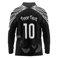 New Zealand Rugby Custom Long Sleeve Polo Shirt Aotearoa Armour Blacks Silver Ferns LT03 - Polynesian Pride