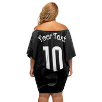 New Zealand Rugby Custom Off Shoulder Short Dress Aotearoa Armour Blacks Silver Ferns - Polynesian Pride