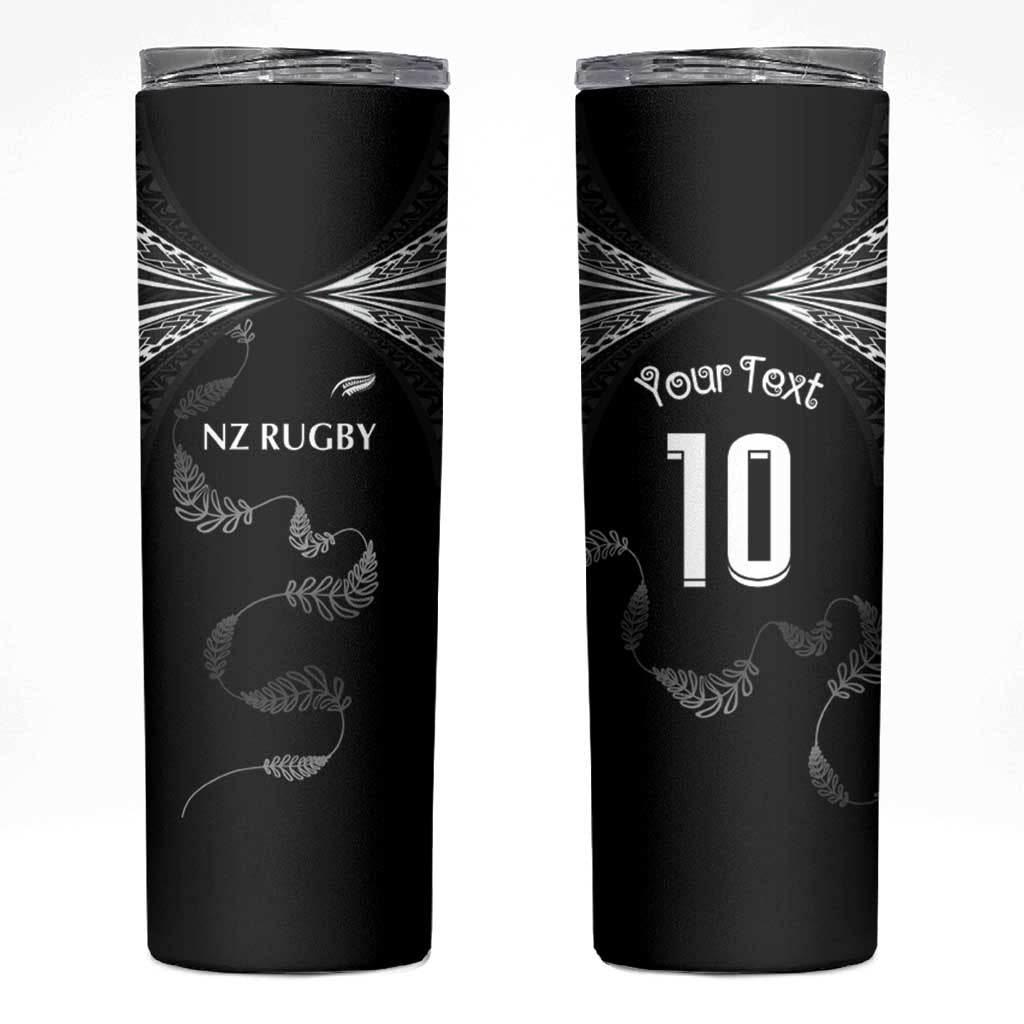 New Zealand Rugby Custom Skinny Tumbler Aotearoa Armour Blacks Silver Ferns LT03 Black - Polynesian Pride