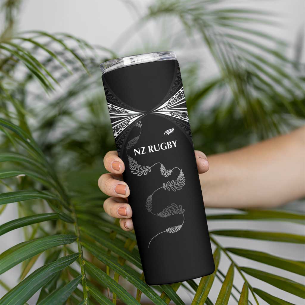 New Zealand Rugby Custom Skinny Tumbler Aotearoa Armour Blacks Silver Ferns LT03 - Polynesian Pride