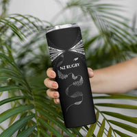 New Zealand Rugby Custom Skinny Tumbler Aotearoa Armour Blacks Silver Ferns LT03 - Polynesian Pride