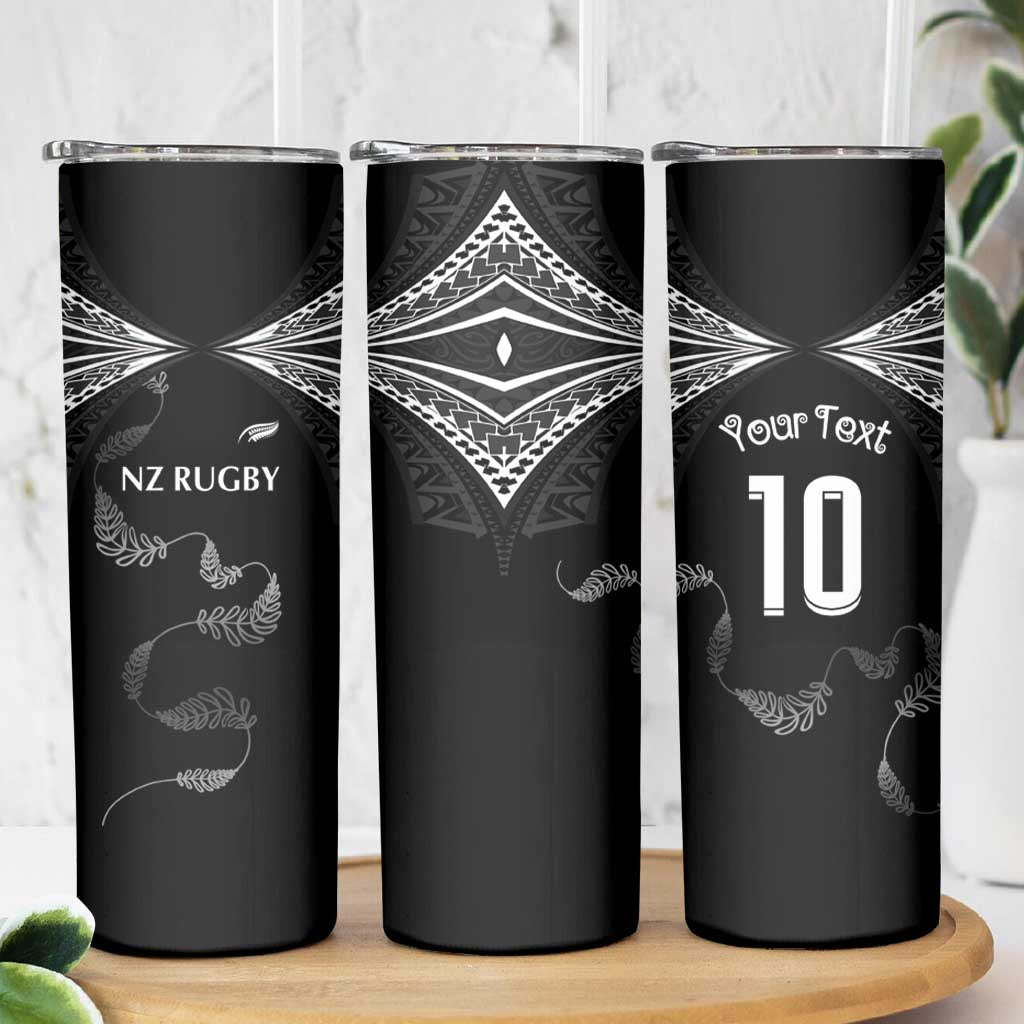 New Zealand Rugby Custom Skinny Tumbler Aotearoa Armour Blacks Silver Ferns LT03 - Polynesian Pride