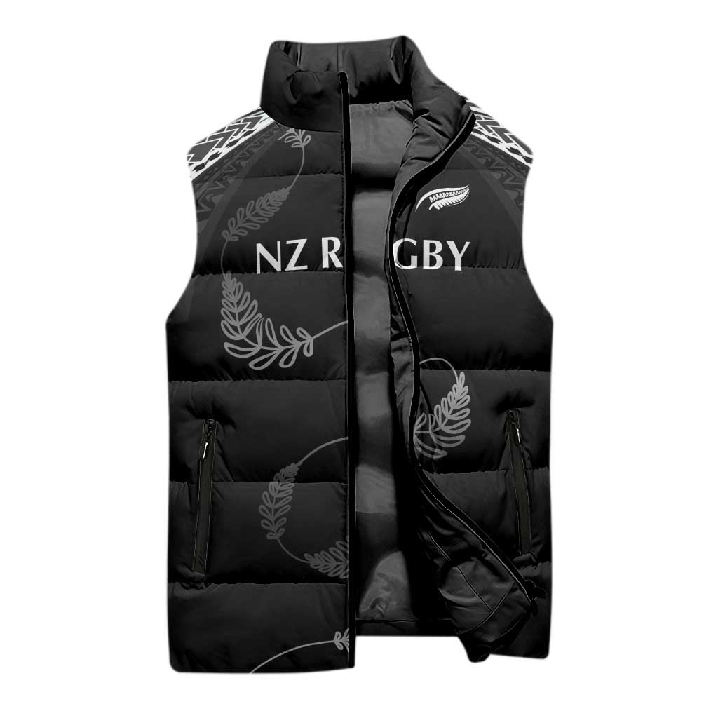 New Zealand Rugby Custom Sleeveless Puffer Jacket Aotearoa Armour Blacks Silver Ferns - Polynesian Pride