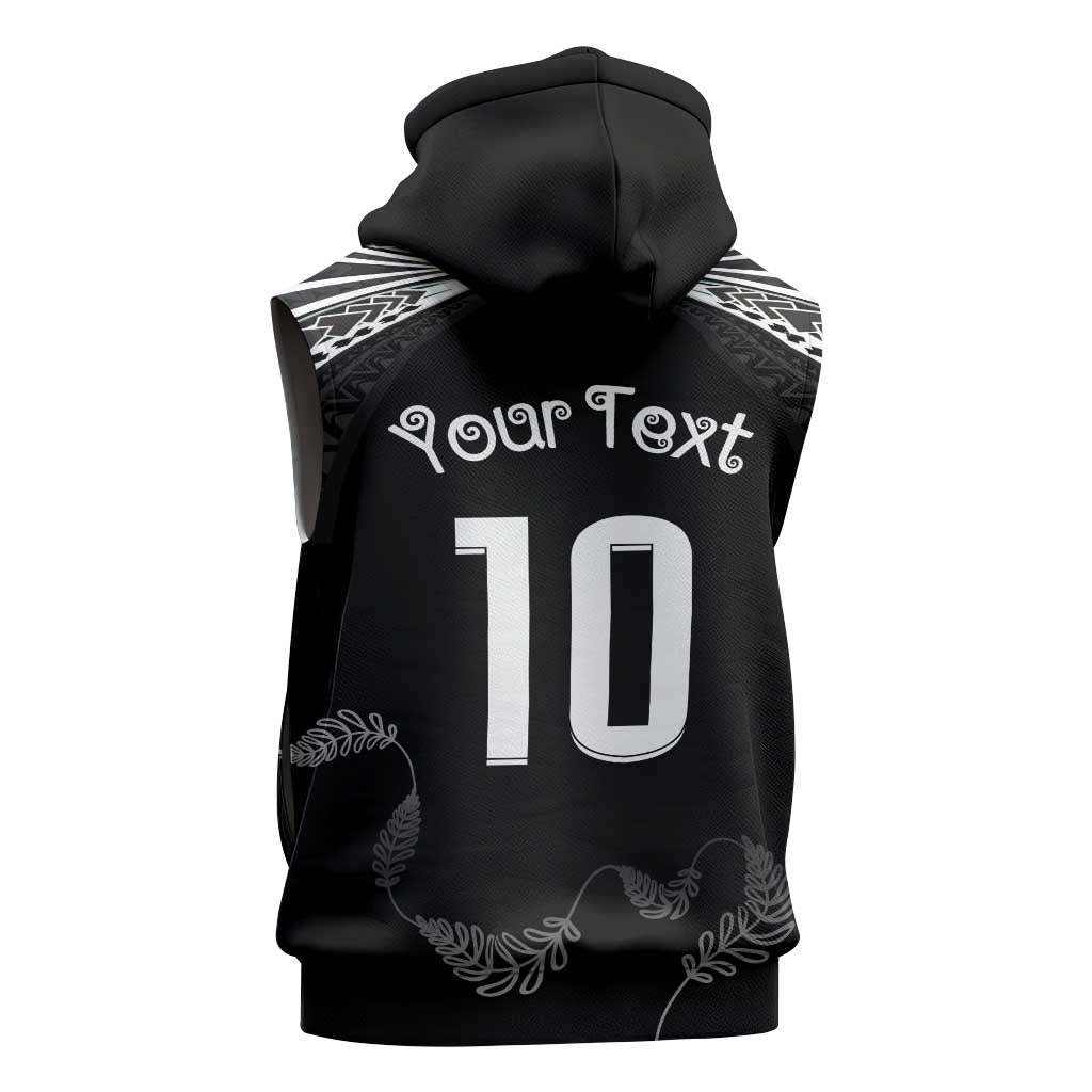 New Zealand Rugby Custom Sleeveless Zip Hoodie Aotearoa Armour Blacks Silver Ferns LT03 - Polynesian Pride
