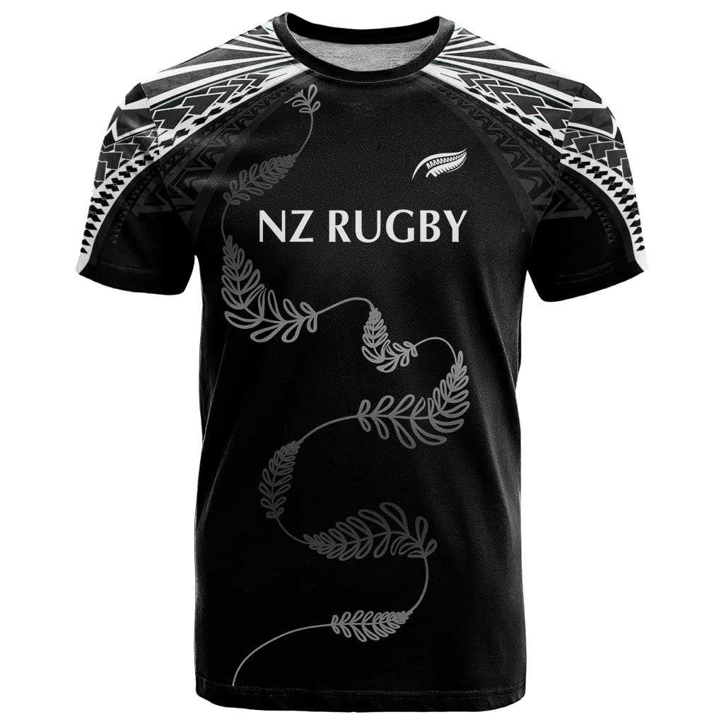 New Zealand Rugby Custom T Shirt Aotearoa Armour Blacks Silver Ferns - Polynesian Pride