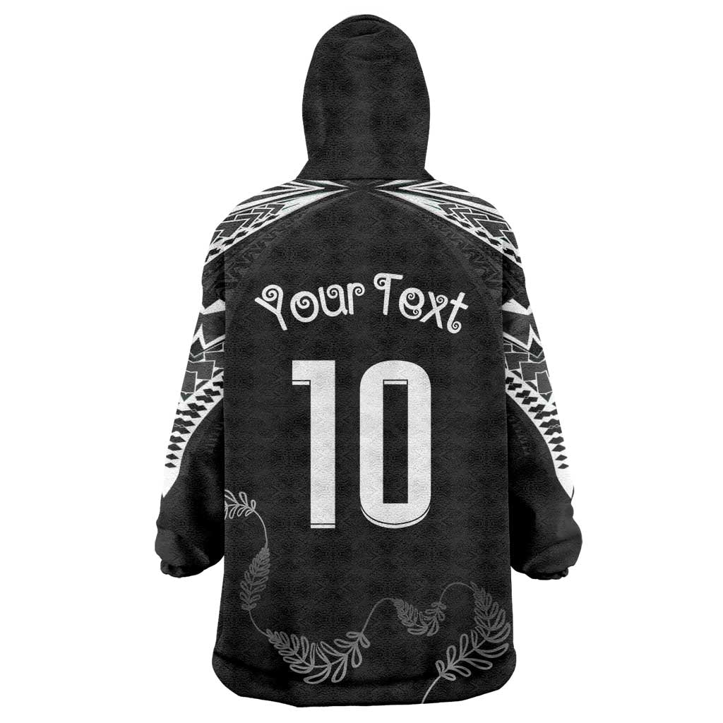 New Zealand Rugby Custom Wearable Blanket Hoodie Aotearoa Armour Blacks Silver Ferns LT03 - Polynesian Pride