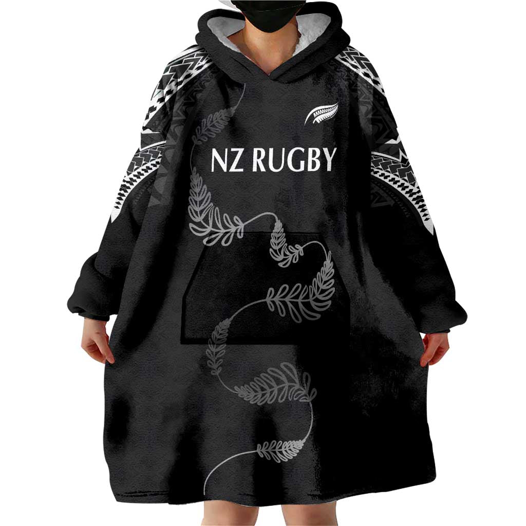 New Zealand Rugby Custom Wearable Blanket Hoodie Aotearoa Armour Blacks Silver Ferns LT03 - Polynesian Pride