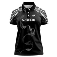 New Zealand Rugby Custom Women Polo Shirt Aotearoa Armour Blacks Silver Ferns - Polynesian Pride