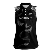 New Zealand Rugby Custom Women Sleeveless Polo Shirt Aotearoa Armour Blacks Silver Ferns LT03 Female Black - Polynesian Pride