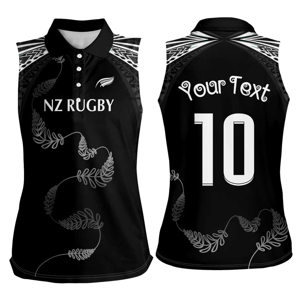 New Zealand Rugby Custom Women Sleeveless Polo Shirt Aotearoa Armour Blacks Silver Ferns LT03 - Polynesian Pride
